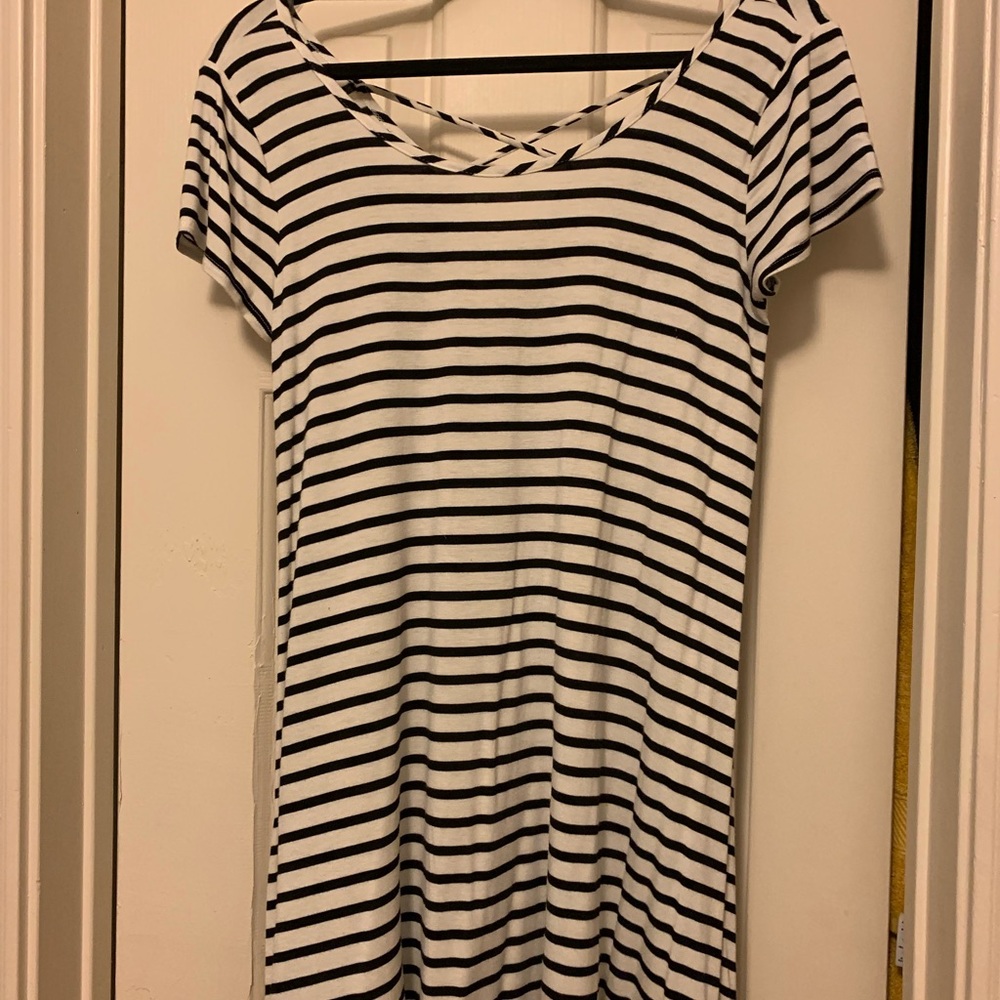 NWOT Socialite Black & White Striped T Shirt Dress